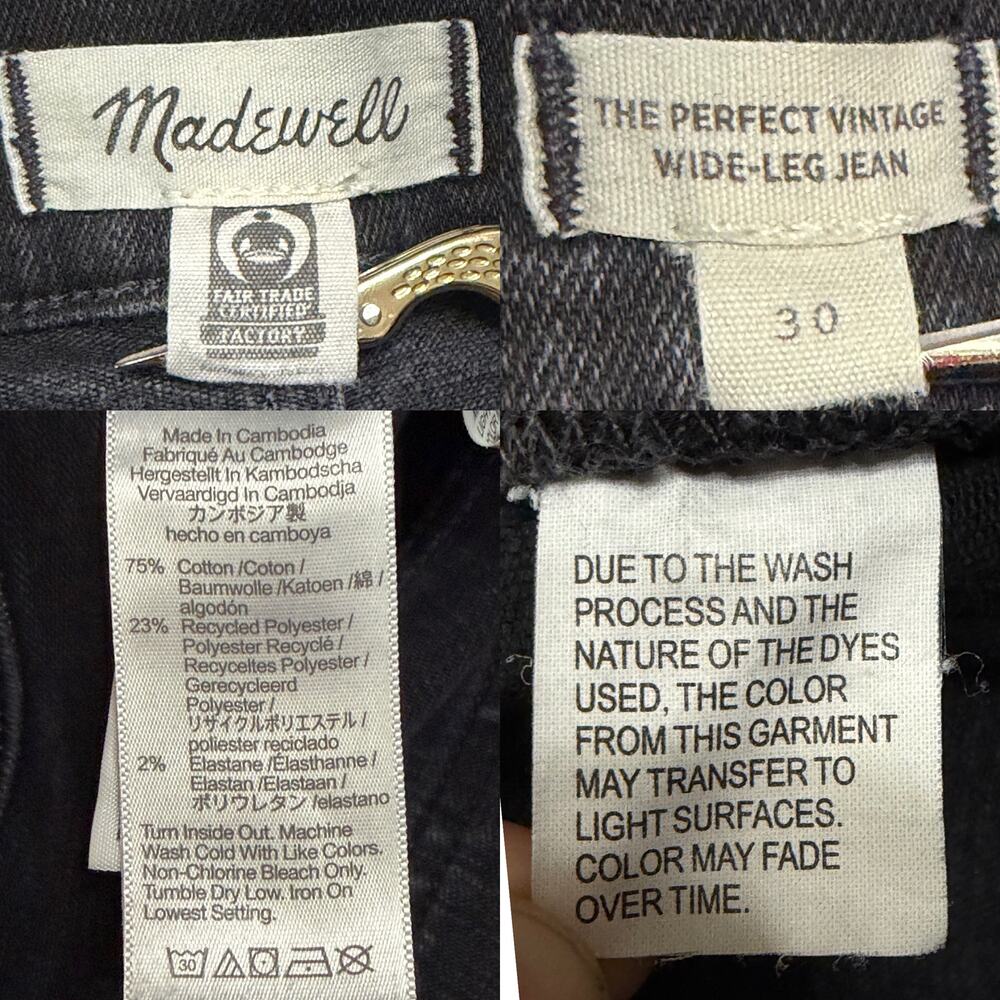 Madewell The Perfect Vintage Wide-Leg Jeans size 30 Black Rinse - Picture 14 of 16
